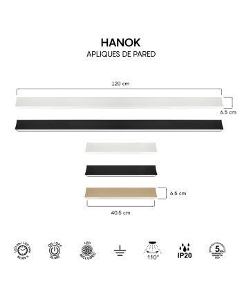HANOK * APLIQUE LED 14W 3000K 110º NEGRO